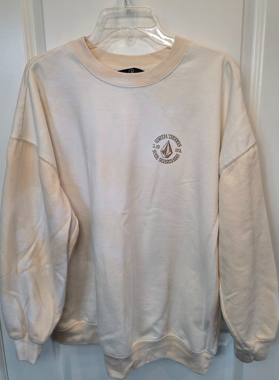 Volcom Crewneck Skate Sweatshirt Men's XL Cream Earth Graphic Tripping Surf